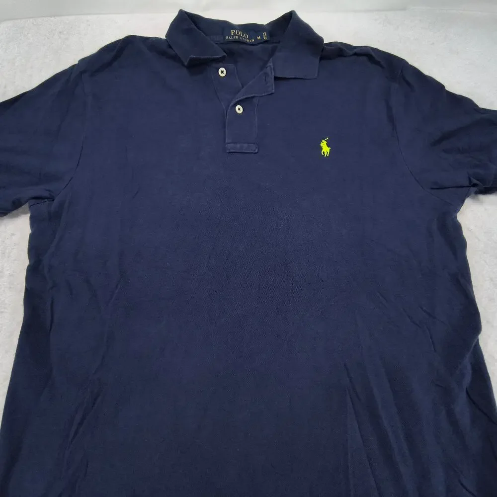 Polo Ralph Lauren Short Sleeve Collared Polo Shirt Mens Size Medium M Navy